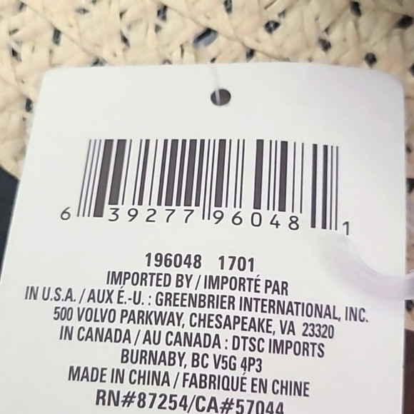 Hat Chapeau Floppy Wide Brim Straw Hat with Black Ribbon, NWT - Picture 7 of 7